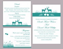 wedding photo -  DIY Wedding Invitation Template Set Editable Word File Download Printable Reindeer Invitation Blue Wedding Invitation Teal Invitation