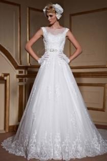 wedding photo -  Chic Bateau Sleeveless Lace Up Lace Bridal Gown- AU$ 1,032.74 - DressesMallAU.com