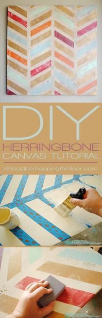 wedding photo - I Should Be Mopping The Floor: DIY Herringbone Canvas Art