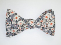 wedding photo - Mens Freestyle Bow Tie Liberty of London Alice W Daisies Floral Self Tie Your Own BowTie