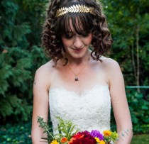 wedding photo - Gold Plated Headband,Leaf Grecian Headband,Woodland Wedding,Gold Headband,Gold Plated Headpiece, Greek Headband, Laurel Hair Piece, Grecian