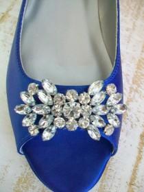 wedding photo - Wedding Shoes - Flats - Peep Toe Flats - Blue Wedding Shoes - Crystal - Sapphire Blue - Shoes - Wide Sizes - Choose Over 100 Colors Parisxox