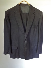 wedding photo - Men's Suit Felt Black Wool 2 pc Jacket Pants Pleated Wedding Mad Men Mid Century