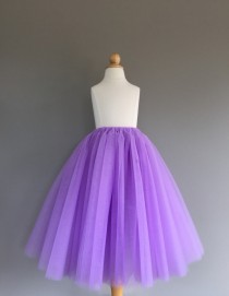 wedding photo - Flower girl tutu, lilac tutu, lavender tutu, long tulle skirt ANY COLOR