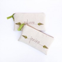 wedding photo - Fern Embroidered Clutch, Personalized Bridesmaid Gift, Botanical Wedding Purse, Unique Bridesmaid Clutch Purse MADE TO ORDER