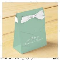 wedding photo - Fresh Floral Favor Box In Mint Green Favor Box