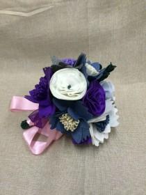 wedding photo - Handmade Felt flower Bouquet - Purple Nonwoven fabric flower