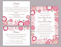 wedding photo -  DIY Wedding Invitation Template Set Editable Word File Instant Download Pink Wedding Invitation Coral Floral Invitation Printable Invitation