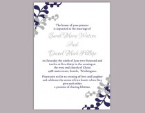 wedding photo -  DIY Wedding Invitation Template Editable Word File Instant Download Printable Invitation Silver Gray Wedding Invitation Navy Blue Invitation