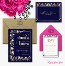 wedding photo - Printable Wedding Invitation Set - Dyi Art Nouveau Wedding Invitation - Luxury Wedding invitation
