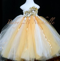 wedding photo - Golden Rustic Burlap  Flower Girl Dress in Golden Caramel Wedding Flower Girl Dress Baby to Girls size 8
