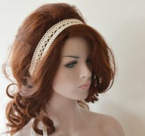 wedding photo -  Rustic Lace Wedding Headband, Ivory Lace Headband, Bridal Hair Accessory, Rustic Wedding Hair Accessory