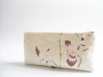 wedding photo - Christmas Gift for Woman, Purple Orchids Wedding Clutch, Orchid Bridal Purse, Preppy Cosmetic Bag