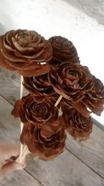 wedding photo - Pinecone Cedar Rose Stems  (10 stems) 12" long - Perfect For Rustic Country Weddings