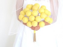 wedding photo - Yellow Felt Flower Bridal Bouquet for your Wedding, Bright Spring Summer Wedding, Sunflower