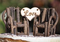 wedding photo - Personalized Rustic Cake Toppers~ Grapevine Twig Chairs~Vineyard~Woodland~Rustic~Cottage Wedding~ Rustic Chic~ Burned/Engraved.