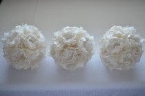 wedding photo - Fabric Bouquet - Medium Size- Bridesmaid Bouquet - Pure Cream - Fabric Flowers, Fabric Bouquet, Heirloom Bouquet, Pure Cream