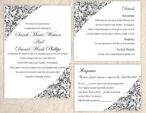 wedding photo -  DIY Wedding Invitation Template Set Editable Word File Instant Download Printable Invitation Black Wedding Invitation Elegant Invitation