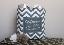 wedding photo - Grey Chevron Tote in Duck Cloth Canvas - Mother of the Groom, Mother of the Bride, Bridesmaid, Wedding, Purse, Beach, Gift-Favor-Goodie Bag