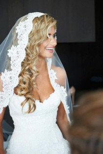 wedding photo - Lace Matilla Veil - Vintage French Alencon with floating appliques at train