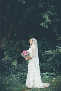 wedding photo - Bridal Veil - Simple Cascading Chantilly Lace Wedding Veil - Mantilla Veil - Long Lace Veil - Marrakesh