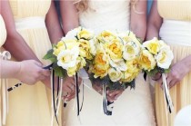 wedding photo - ROMANTIC RUFFLES Wedding Bouquet With Guinea Feathers
