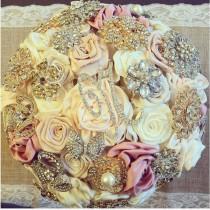 wedding photo - Satin Flower Brooch Bouquet
