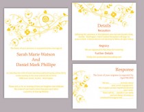 wedding photo -  DIY Wedding Invitation Template Set Editable Word File Download Printable Yellow Invitation Floral Wedding Invitation Bird Invitation