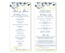wedding photo -  Wedding Program Template DIY Editable Word File Instant Download Program Navy Blue Program Floral Program Printable Wedding Program 4x9.25