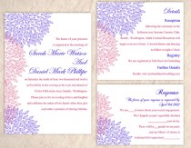 wedding photo -  DIY Wedding Invitation Template Set Editable Word File Instant Download Printable Purple Wedding Invitation Floral Invite Pink Invitation