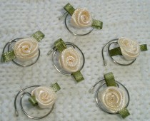 wedding photo - Cream Rose Hair Swirls Spins Twists Spirals Coils for Brides Ballerinas Flower Girls