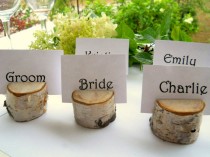 wedding photo - 20 Birch Wood Place Card Holders, Birch Trees,  for Weddings, Meetings, School Events, Artists, or Craft Shows