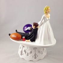 wedding photo - Handmade Wedding Cake Toppers NFL Themed Minnesota Vikings Unique and Humorous Cake Toppers - Perfect For Sports Loving Grooms' Cake Topper