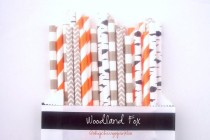 wedding photo - Woodland Fox Paper Party Straws -Straw Multipack (25 count) *Boy Party *Fox Party *Boy Theme Decor -Paper Straws for Birthday -Baby Shower