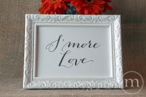 wedding photo - S'more Love Wedding Candy Buffet Sign - Sweet Bar, Dessert Station - Wedding Table Reception Seating Signage - Matching Numbers Avail- SS09