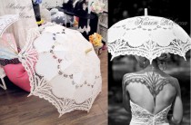wedding photo - Special Offer Ivory Battenburg Lace Vintage Umbrella Parasol For Bridal Bridesmaid Wedding