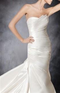 wedding photo - Taffeta  White Chapel Train Trumpet/ Mermaid Strapless  Sweetheart Wedding Gowns