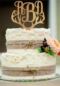 wedding photo -  Wedding Cake Topper, Rustic Wedding Decor, Couple Monogram, Rustic Cake Topper, Country Wedding, Wooden Monogram Cake Toppers