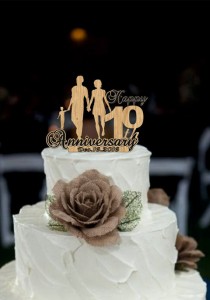 wedding photo -  10 th Anniversary Cake Topper Personalized - Rustic Wedding Cake Topper, 10 th Years Loved Anniversary Cake Topper