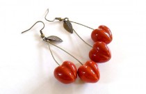 wedding photo -  Cherry Earrings Red, cherry jewelry, bright jewelry, handmade, red jewelry, pin-up, cherries
