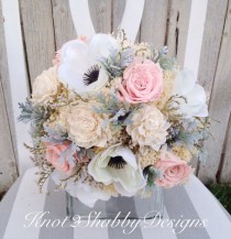 wedding photo - Dried flower bouquet - dried bridal bouquet - dusty miller - preserved blush roses - babys breath - faux bouquet - amenomie bouquet -