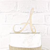 wedding photo - 5 Inch Rustic Wedding Cake Topper Monogram Personalized in Any Letter A B C D E F G H I J K L M N O P Q R S T U V W X Y Z