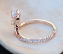 wedding photo - Rose gold ring Pear Sapphire COBRA ring 1ct white sapphire diamond ring 14k rose gold full eternity. Engagement ring by Eidelprecious