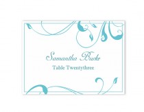 wedding photo -  Place Cards Wedding Place Card Template DIY Editable Printable Place Cards Elegant Place Cards Aqua Blue Place Card Tented Place Card