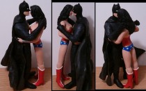 wedding photo - Custom Kissing Superhero Wedding Cake Toppers Figure set - Personalized - You Choose