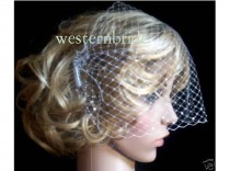 wedding photo - IVORY Bridal Wedding French Bandeau style veil with Swarovski crystals decorated. Russian net ,with comb on each side ready to wear.