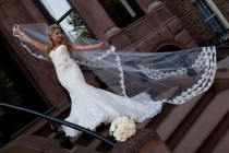 wedding photo - Wedding Veil - Cathedral Drop Two-Tier Spanish Mantilla with French Alencon Lace and Swarovski Crystals