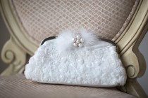 wedding photo - Wedding Clutch, Bridal Purse, Bridal Handbag, White Bridal Clutch