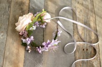wedding photo - Wildflower headband, boho floral crown, blush bridal headpiece, purple flower crown, hair accessories