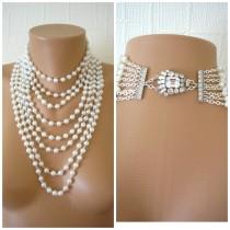 wedding photo -  Great Gatsby Style Multi-strand Pearl Bridal Necklace